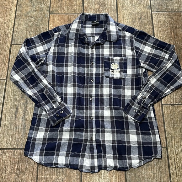 Colosseum Men’s Sz L Navy Blue‎ Plaid Button Down Long Sleeve Flannel Shirt - Picture 1 of 9